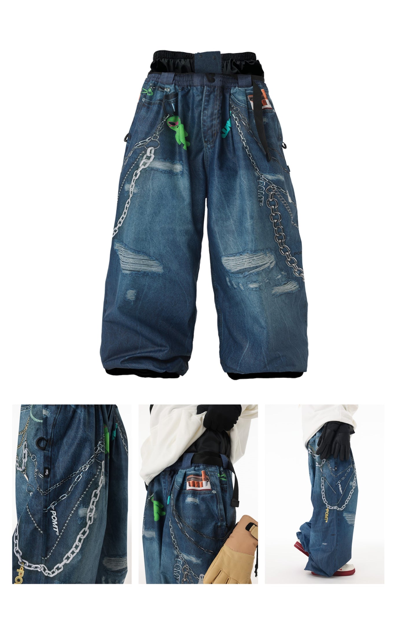 Unisex POMT-Denim Style Baggy Snow Pants