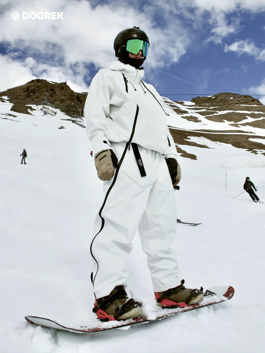 Unisex Doorek-3L Shell Snowboard Jacket and Pants Sets White